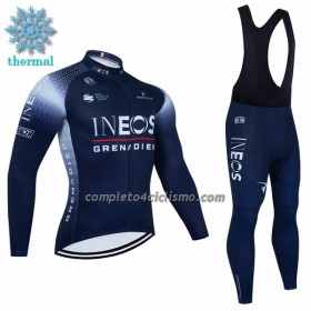 Completo Maglia ML + Pantaloncino con bretelle ML 2022 INEOS Grenadiers Winter Invernale Blu Scuro